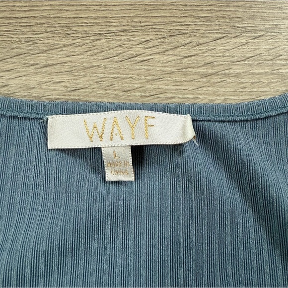 WAYF Blue Cinched Side Square Neckline Long Sleeve Shirt - Picture 4 of 8